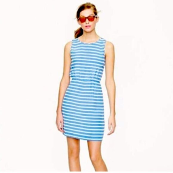 J CREW Blue White Striped Sleeveless Mini Dress Sz 8 - Picture 11 of 12